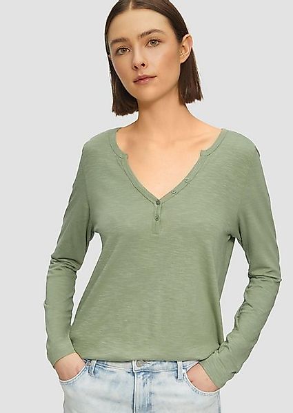 s.Oliver Langarmshirt Langarmshirt mit Henley-Ausschnitt und Flammgarnstruk günstig online kaufen