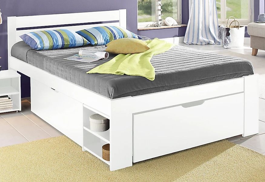 OTTO home Massivholzbett ""HANNES " mit Schubladen und Regalen, Nachtschran günstig online kaufen