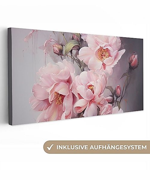 OneMillionCanvasses® Leinwandbild Panorama Rosen - Blumen - Rosa - Kunst - günstig online kaufen