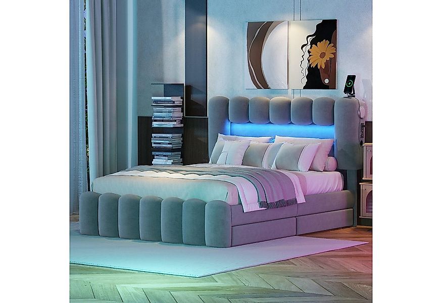 TavilaEcon Polsterbett Doppelbett Funktionsbett Stauraumbett mit 4 Schublad günstig online kaufen