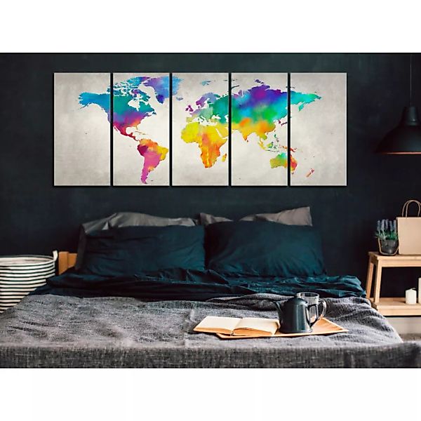 Bild auf Leinwand World Map: Rainbow World XXL günstig online kaufen