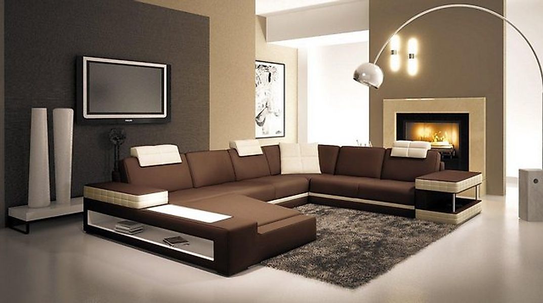 JVmoebel Ecksofa Big xxl Ledersofa Couch Sitz Polster U Form Sofas Leder Wo günstig online kaufen