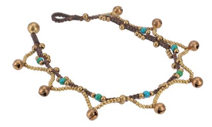 Guru-Shop Fußkette Fußkette Makramee mit Glöckchen, günstig online kaufen