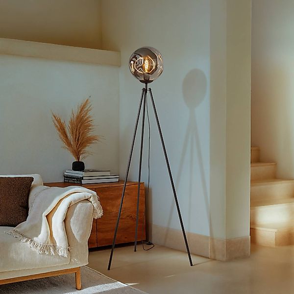 Lindby Stehlampe Valentina, Metall, Braun IP20, 1 x 15 W LED günstig online kaufen