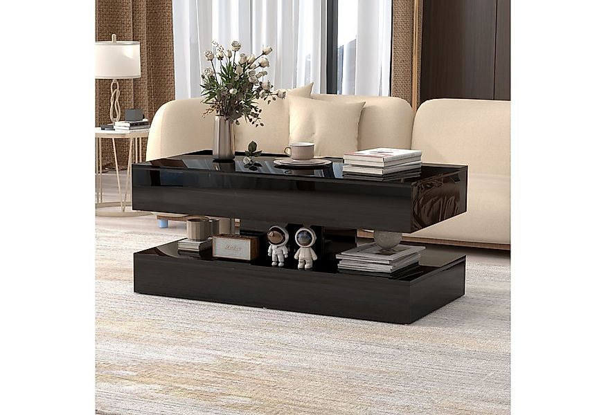 JOIVI Couchtisch Couchtisch im Hochglanz Moderner Kaffeetisch mit 2 Schuhbl günstig online kaufen