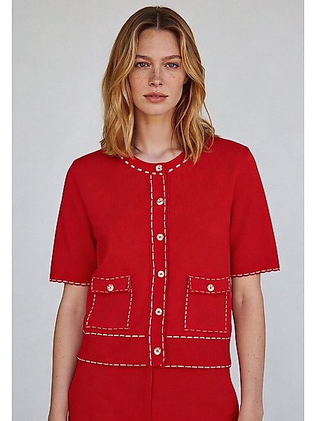 MORE&MORE Strickjacke stylishe Kurzarm-Strickjacke, Ziernähte günstig online kaufen