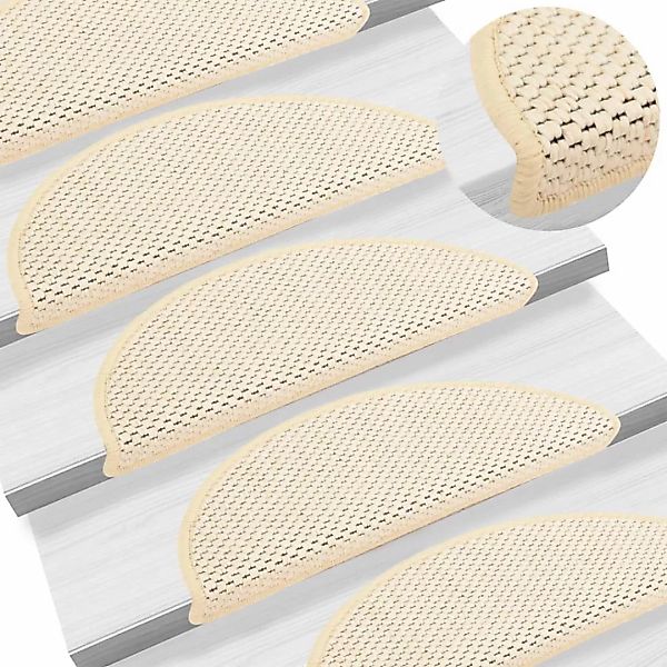 Treppenmatten Selbstklebend Sisal-optik 15 Stk. 56x20 Cm Creme günstig online kaufen