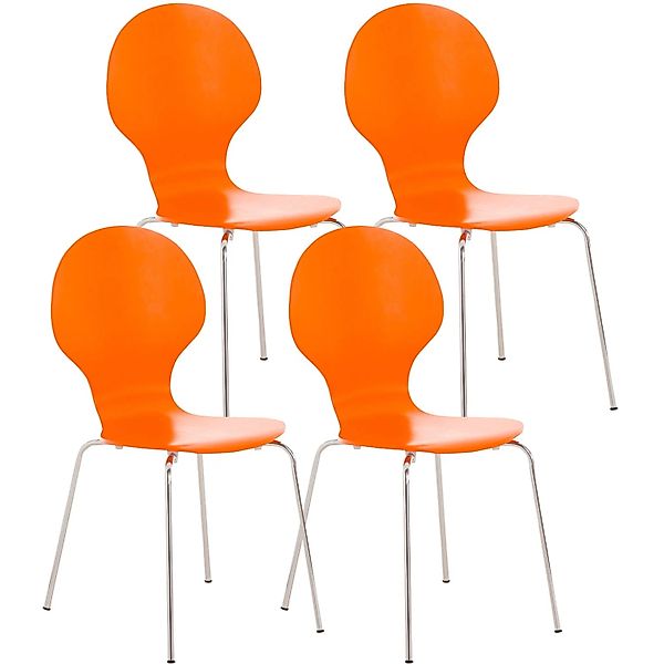 DELUKE 4er Set Besucherstuhl ATHENS Holz Orange 43x45x86cm Konferenzstuhl W günstig online kaufen