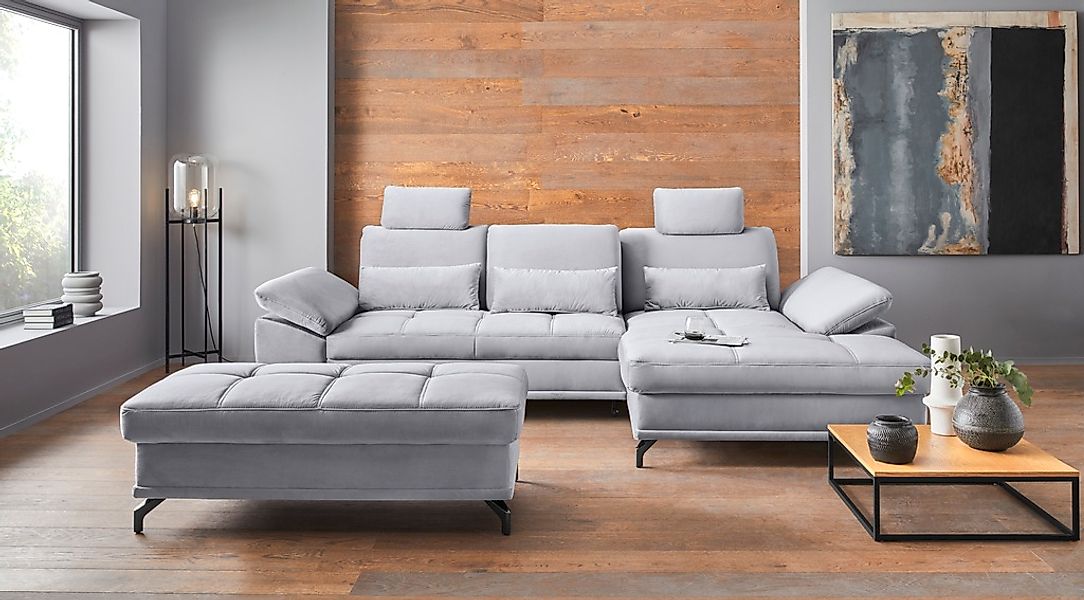 Places of Style Ecksofa Costello, mit Sitztiefenverstellung und Armlehnfunk günstig online kaufen