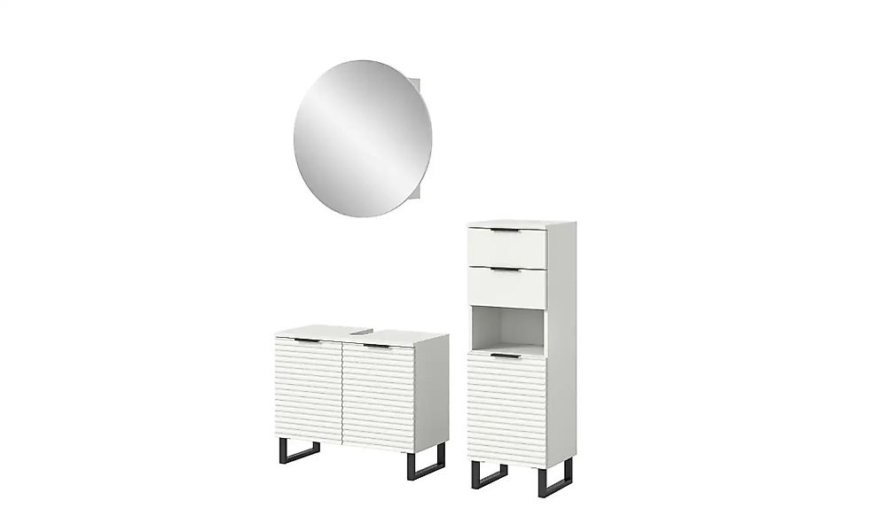 Badkombination Riff m. Standschrank Weiß Nachbildung 120 cm 3-tlg. günstig online kaufen