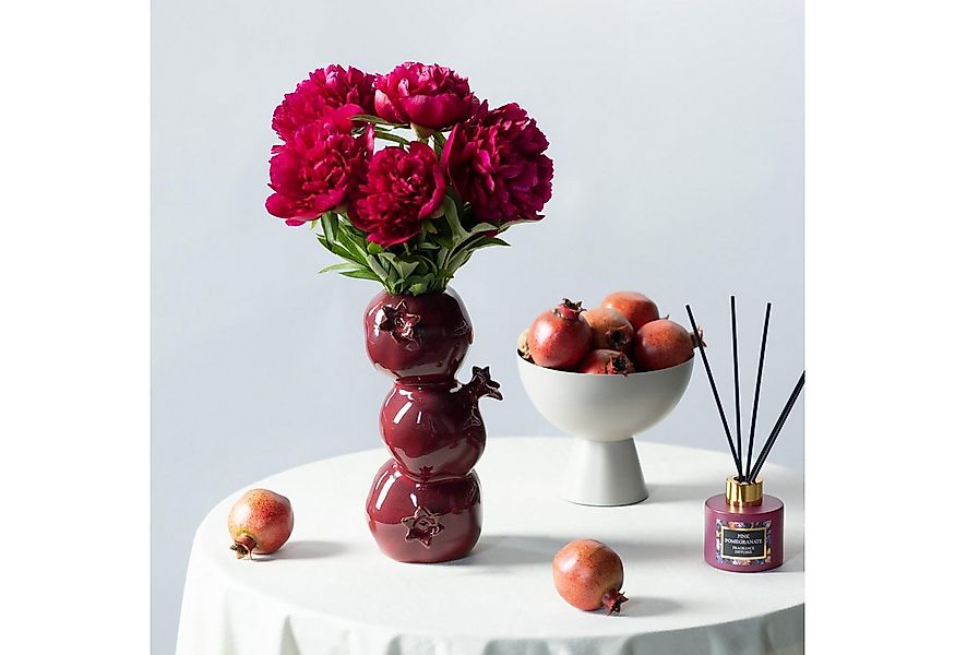 Viana Übertopf Keramik Vase Granatapfel Design Dunkelrot Tischdeko Geschenk günstig online kaufen