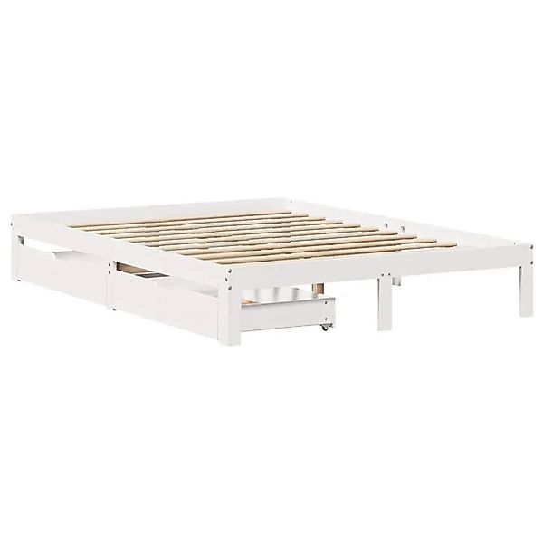 vidaXL Massivholzbett mit Schubladen Weiß 150x200 cm Kiefer 3301951 günstig online kaufen