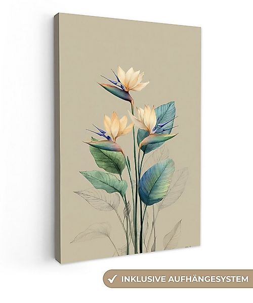 OneMillionCanvasses® Leinwandbild Paradiesvogelblüten - Blaugrüne Blätter - günstig online kaufen