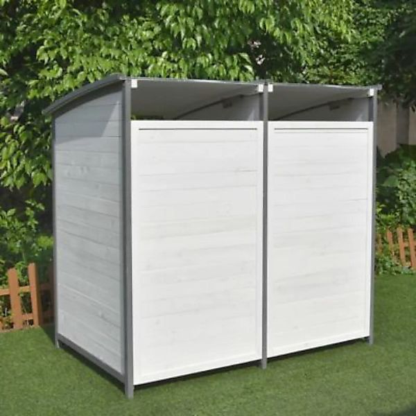 Mucola Mülltonnenbox Doppelbox 240L in Weiß Mülltonnenverkleidung Mülltonne günstig online kaufen