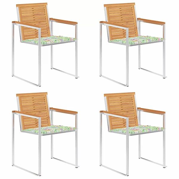 Gartenstühle 4 Stk. Mit Kissen Massivholz Teak günstig online kaufen