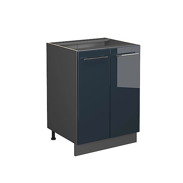 Vicco Küchenunterschrank Fame-Line Dunkelblau Hochglanz/Anthrazit 60 cm ohn günstig online kaufen