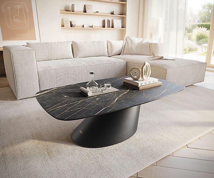 Couchtisch Edge Boot 120x70 cm Keramik Laminam® Noir Desir Braun Conis Meta günstig online kaufen