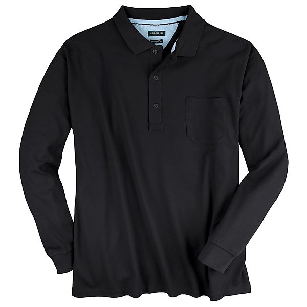 redfield Langarm-Poloshirt Redfield Langarm-Poloshirt schwarz Übergröße günstig online kaufen