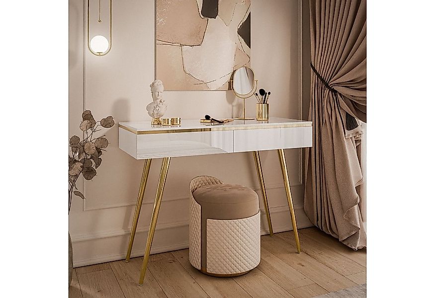 ALLHOUSE24 Konsolentisch PEONY-V GOLD weiß Hochglanz hohe Beine in Goldchro günstig online kaufen