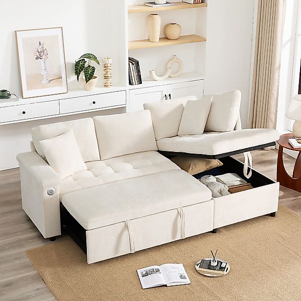 Ulife Schlafsofa Modernes L-Sofa mit ausziehbarem günstig online kaufen