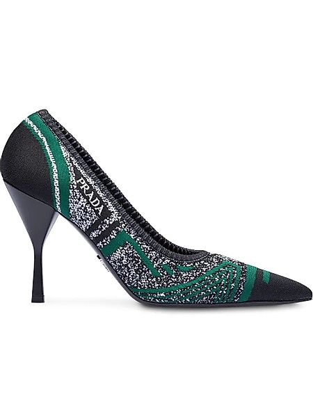 PRADA Gestrickte Pumps Grün Highheels Stiletto günstig online kaufen