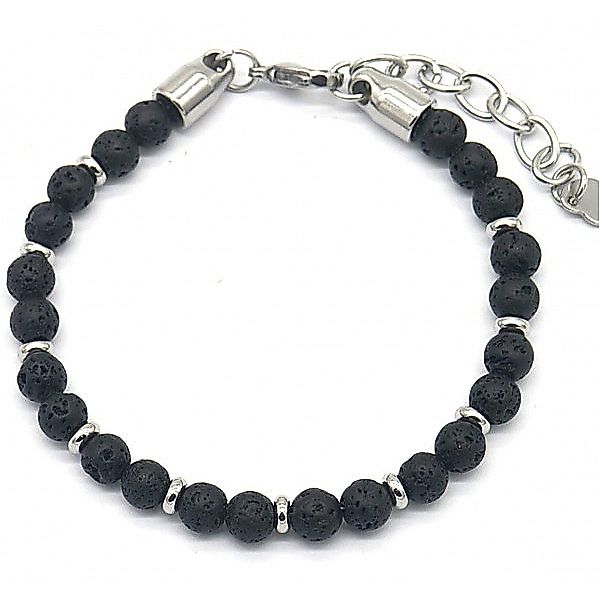 KARMA Perlenarmband Armband Lavasteine schwarz Vulkanstein günstig online kaufen