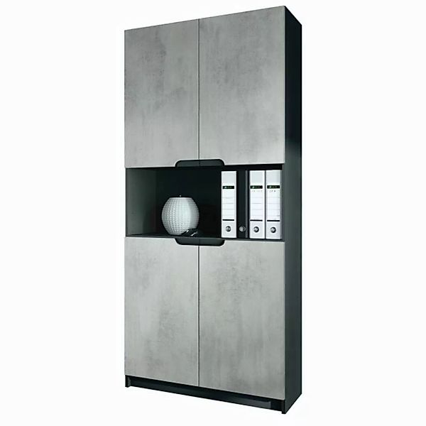 Vladon Aktenschrank Logan V2 (Aktenschrank, mit 5 Fächern und 4 Türen) Schw günstig online kaufen