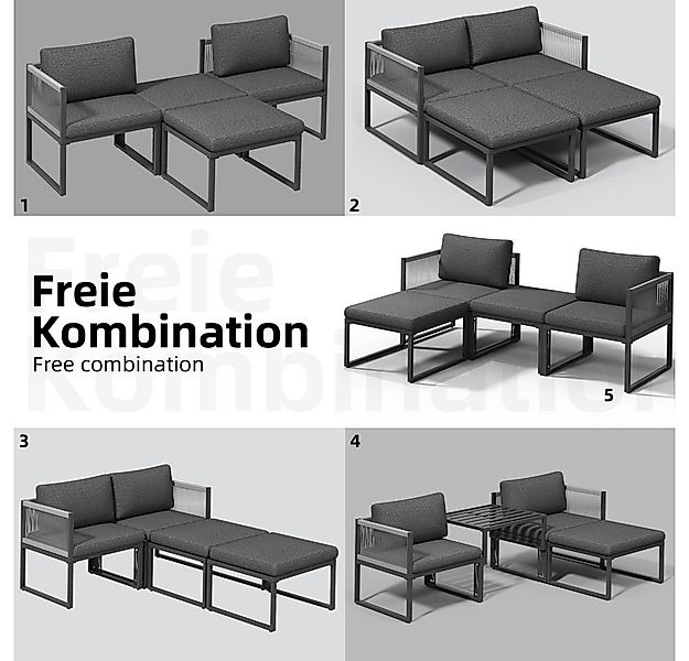 Melko Sitzgruppe Möbelset Aluminium Balkon Set wetterfest Gartenmöbel Sitzg günstig online kaufen