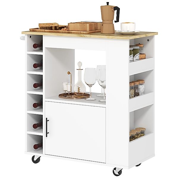 HOMCOM Küchenwagen mit Arbeitsplatte Spanplatte Eiche 83L x 40B x 83H cm günstig online kaufen