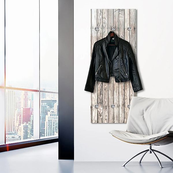 queence Garderobenleiste »Holzwand, Paneele«, mit 6 Haken, 50 x 120 cm günstig online kaufen