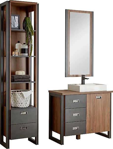 Home affaire Badmöbel-Set "Detroit, Bad im Industrialdesign, 3-teiliges Bad günstig online kaufen
