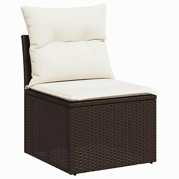 vidaXL Loungesofa Gartensessel ohne Armlehnen mit Kissen Braun Poly Rattan, günstig online kaufen