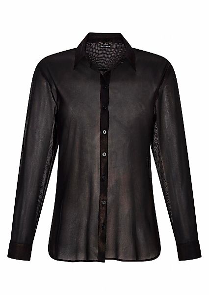 GOLDNER Hemdbluse "Kurzgröße Edle Metallic-Bluse mit Hemdkragen" semitransp günstig online kaufen