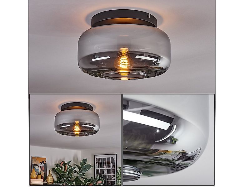 hofstein Deckenleuchte 1-flammige Deckenlampe aus Metall/Glas in Schwarz/Ra günstig online kaufen