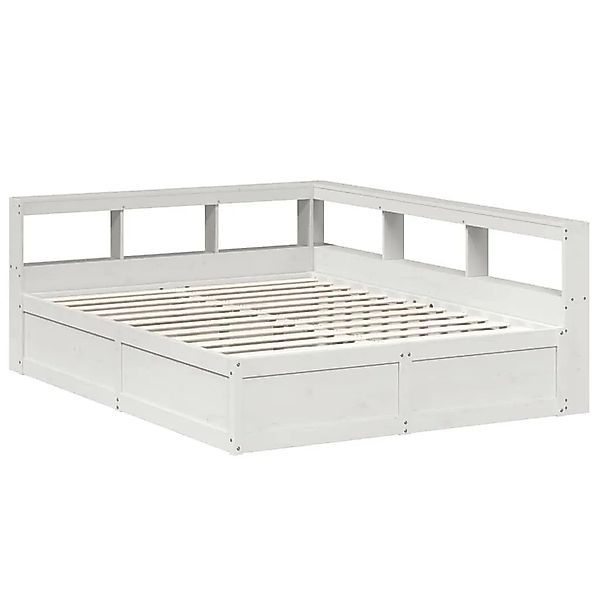 vidaXL Massivholzbett mit Regal ohne Matratze Weiß 150x200 cm Kiefer 332445 günstig online kaufen