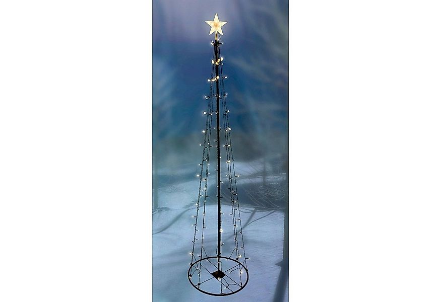 Mojawo Lichtervorhang XXL LED Metall Weihnachtsbaum mit Stern warmweiß 154 günstig online kaufen