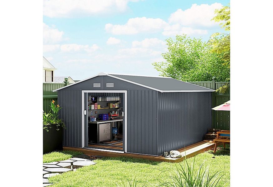 Outsunny Gerätehaus Fahrradschuppen, Schuppen, BxT: 340x386 cm, (Gartenhaus günstig online kaufen