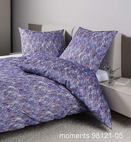 Janine Janine Mako-Satin Bettwäsche moments 98121 lila bunt Größe:  155x220 günstig online kaufen