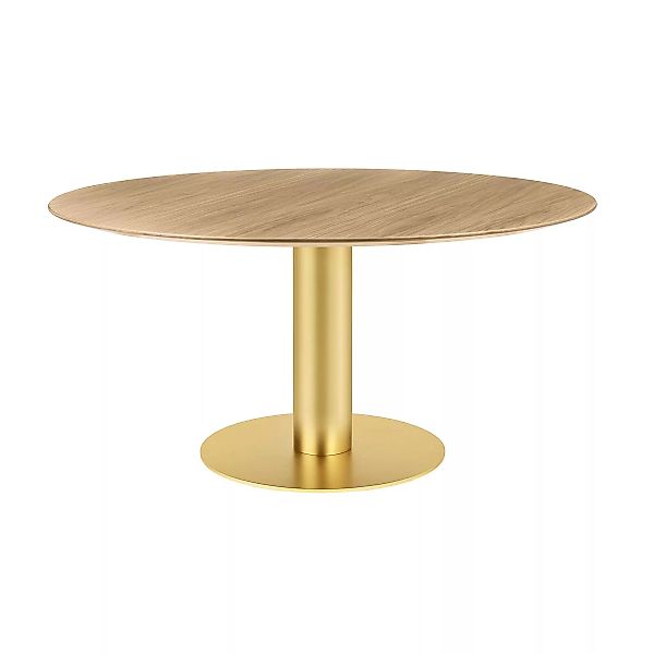 Gubi - 2.0 Dining Table Gestell Messing Ø150cm - eiche/Tischplatte Eiche/H günstig online kaufen