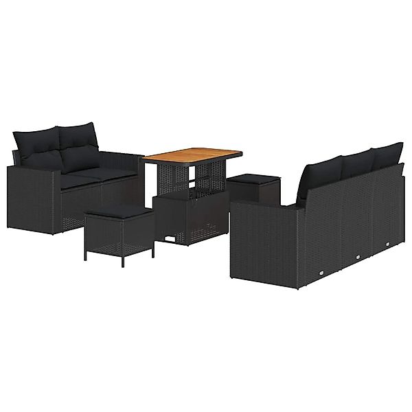 vidaXL Gartensofa-set mit Kissen 8-Tlg Schwarz Poly-Rattan 3363509 günstig online kaufen