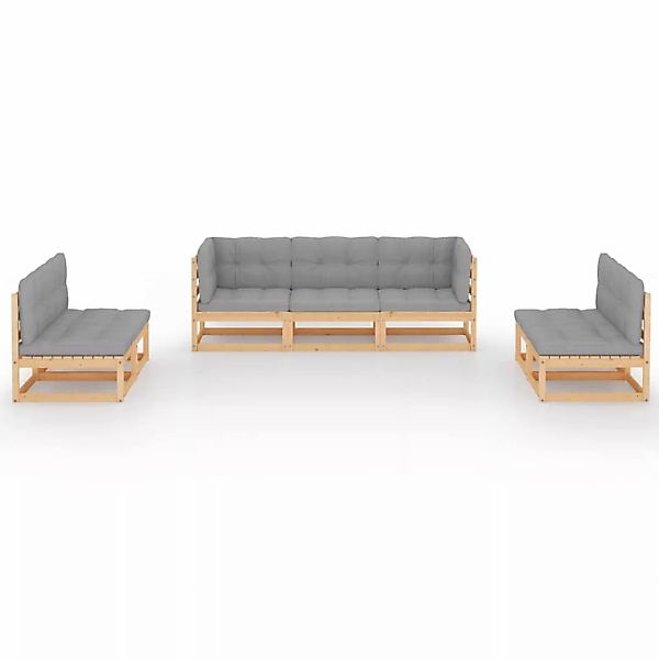 7-tlg. Garten-lounge-set Mit Kissen Kiefer Massivholz günstig online kaufen