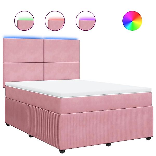 vidaXL Boxspringbett mit Matratze Rosa 160x200 cm Samt 3294681 günstig online kaufen