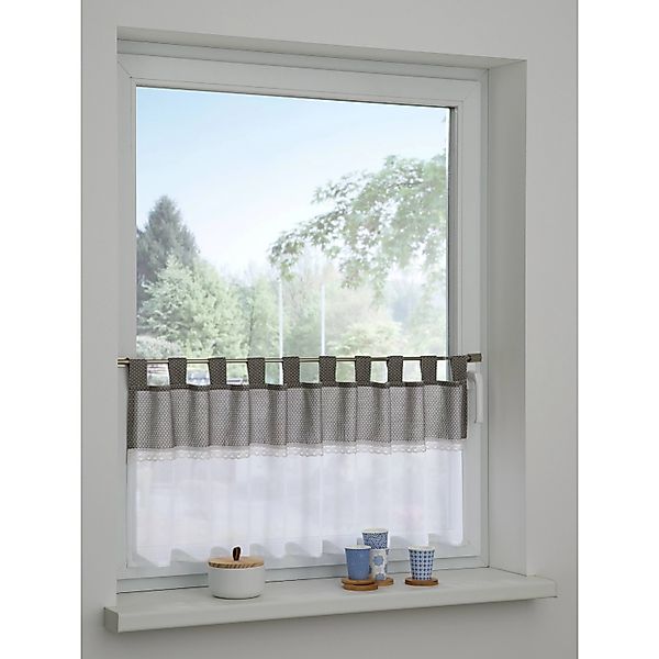 Bennetti Bistrogardine Batist mit Spitzenborte Silbergrau 45 x 135 cm günstig online kaufen