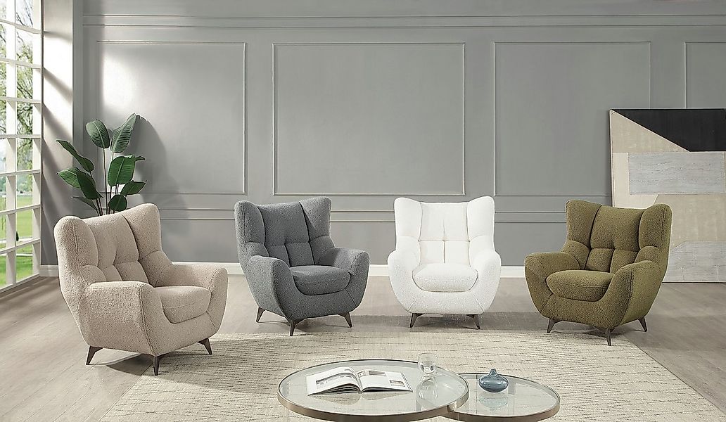 ATLANTIC home collection Sessel Shawn, mit Federkern, trendy Bezug mit Tedd günstig online kaufen