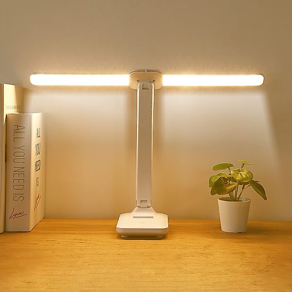 Elegear LED Schreibtischlampe 45cm Doppelkopf-Tischlampe Dimmbar, günstig online kaufen