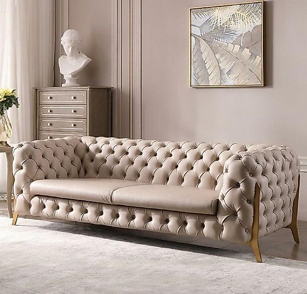 JVmoebel Sofa Chesterfield beige großer Dreisitzer luxus Möbel Sofa, Dreisi günstig online kaufen