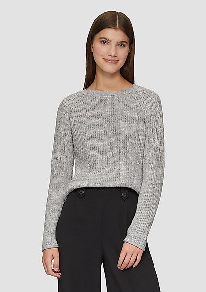 QS Longpullover Strickpullover Melierter Strickpullover mit Raglanärmeln günstig online kaufen