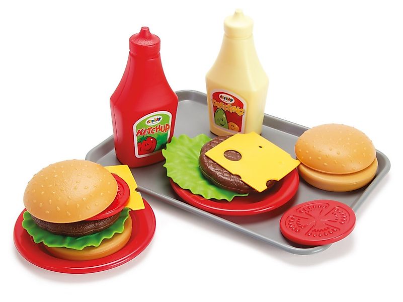 dantoy Spielgeschirr Kinder Spielzeug Burger-Set Burgerset auf Tablett, (Im günstig online kaufen