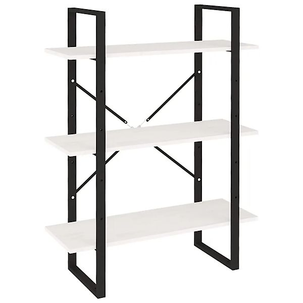 vidaXL Bücherregal 3 Böden Weiß 80x30x105 cm Massivholz Kiefer 806533 günstig online kaufen