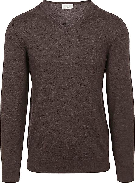 Profuomo Pullover V-Neck Merinowolle Dunkelbraun - Größe M günstig online kaufen